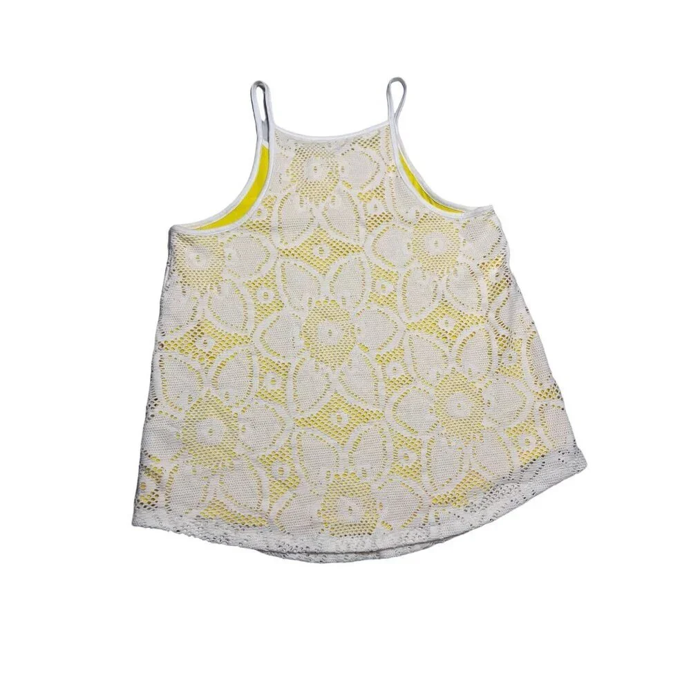 NWT Anthropologie Cosette Camisole Sunflower Crocheted Tank Top Yellow White-sz